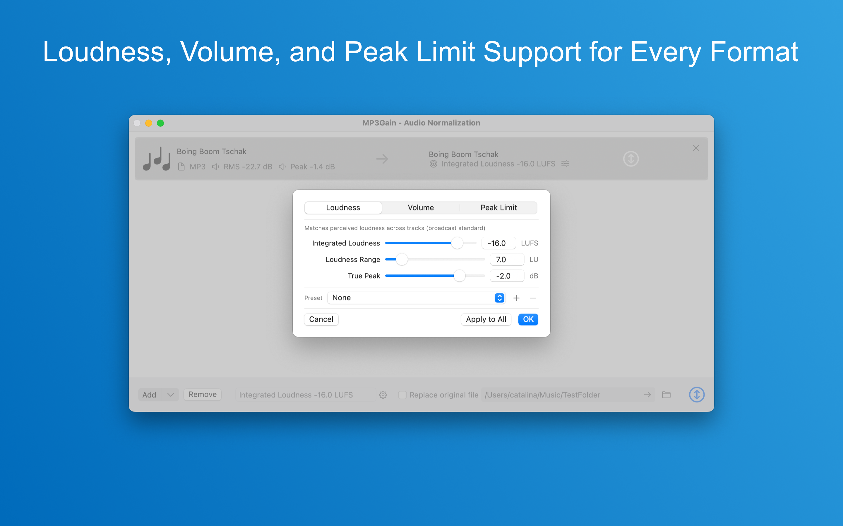 MP3Gain gain method settings