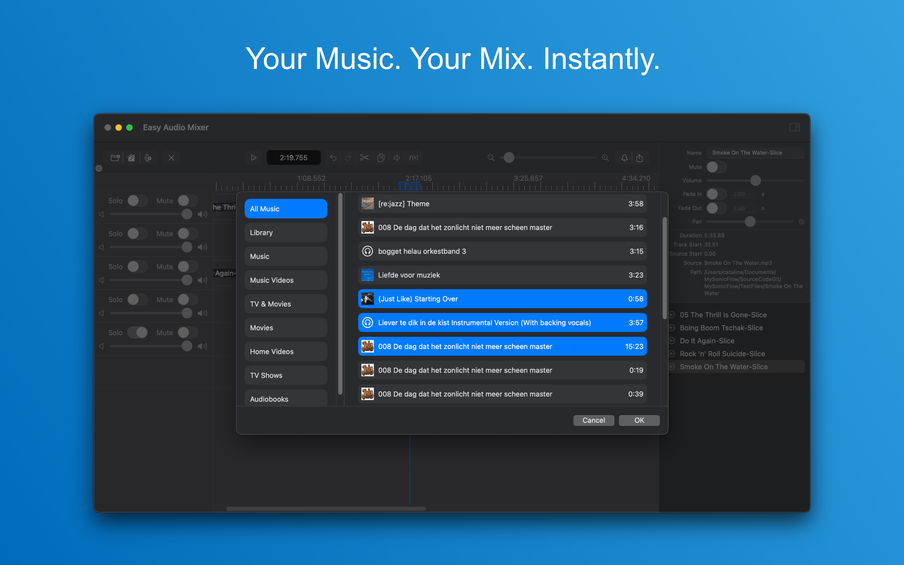 Easy Audio Mixer music library