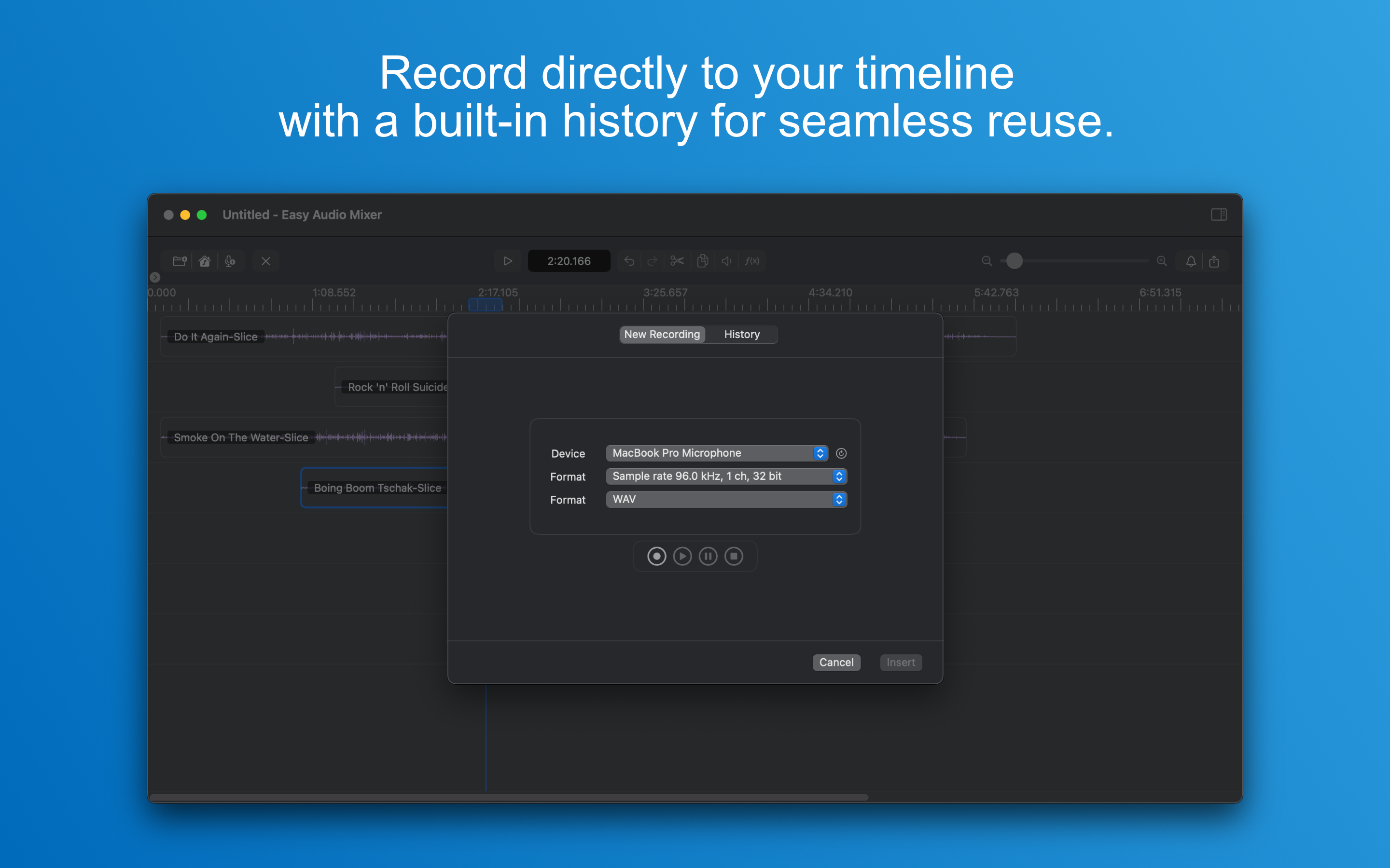Easy Audio Mixer recording