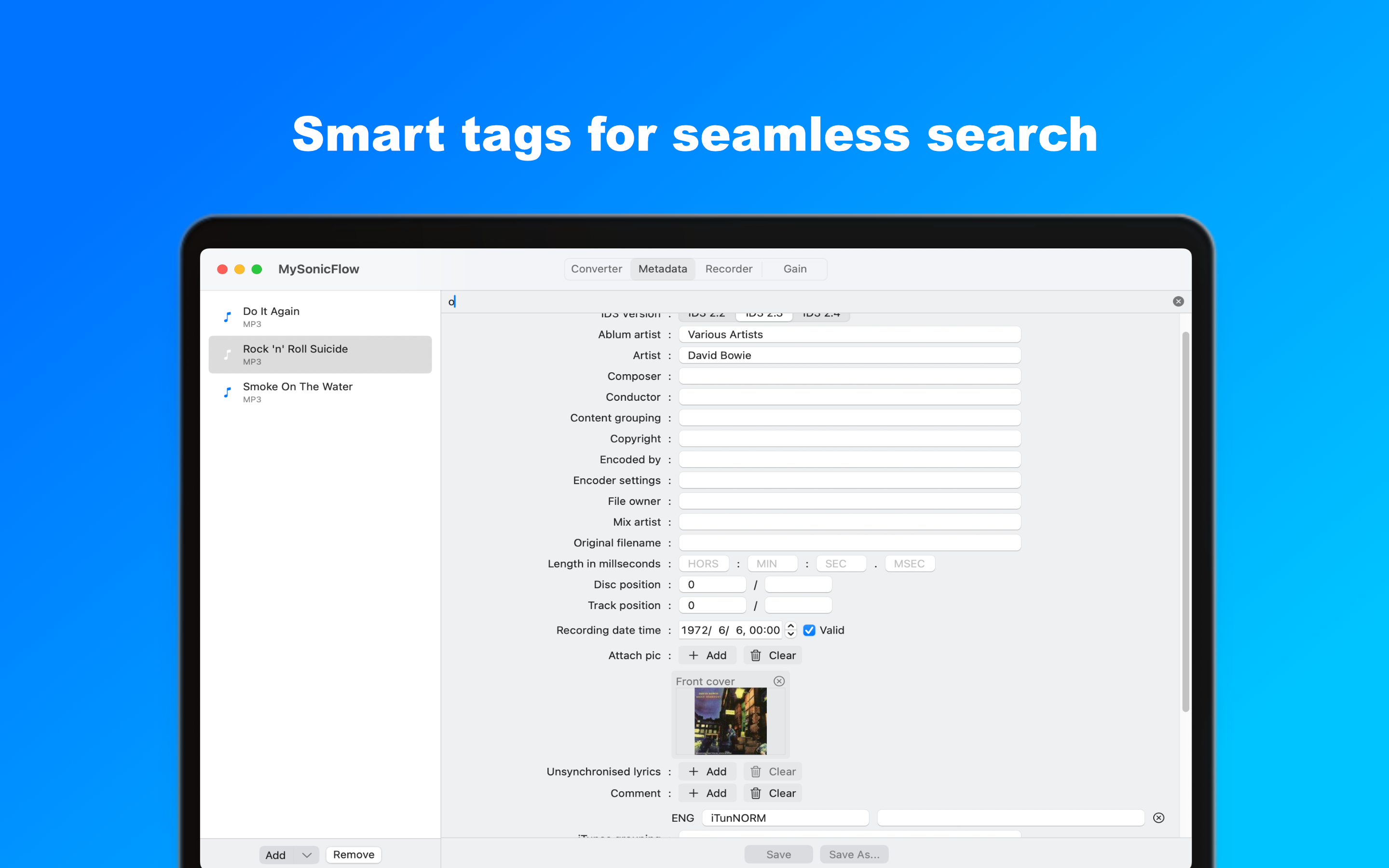 MySonicFlow Metadata editor
